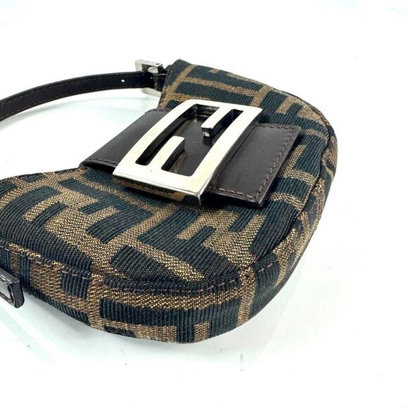 Authentic FENDI Mini Croissant Zucca Zucchino Shoulder Hand Bag Bucket FF Brown - Picture 6 of 15